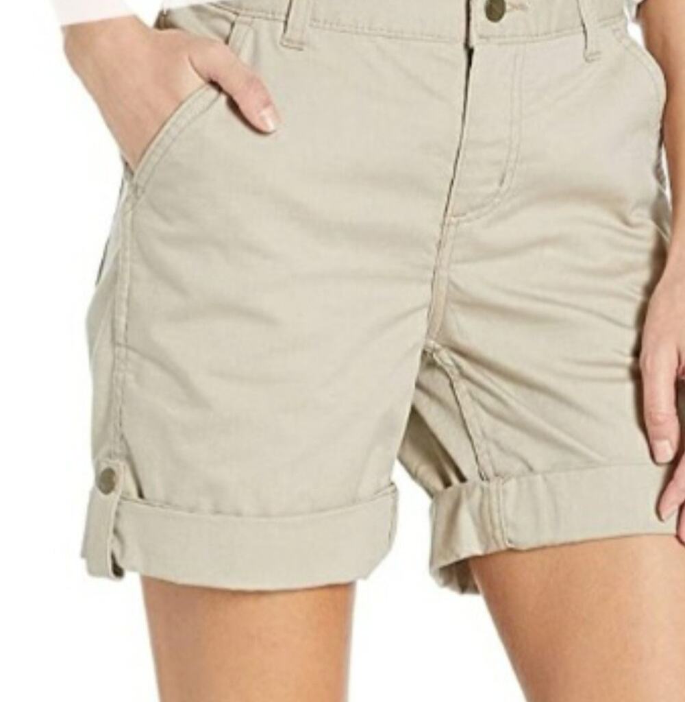 Carhartt Womens Smithville Original Fit Roll-Up Hem Khaki Shorts Size 12 NWT